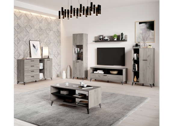 Woonkamer Ursula - Licht eiken - Zwart