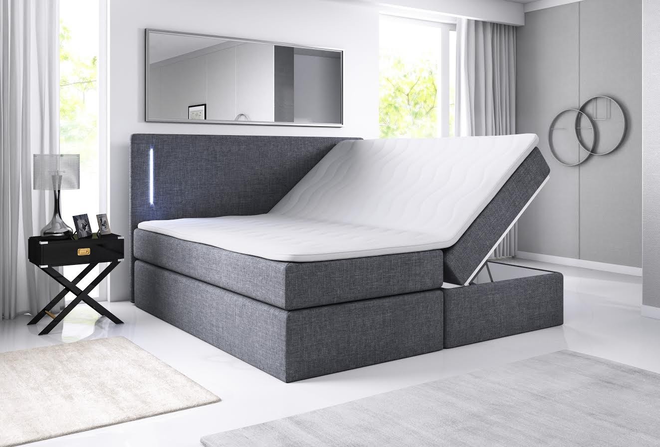 Boxspring Senzi Grijs 140 X 200 Cm Met Gasliftsysteem Compleet Actie Meubella