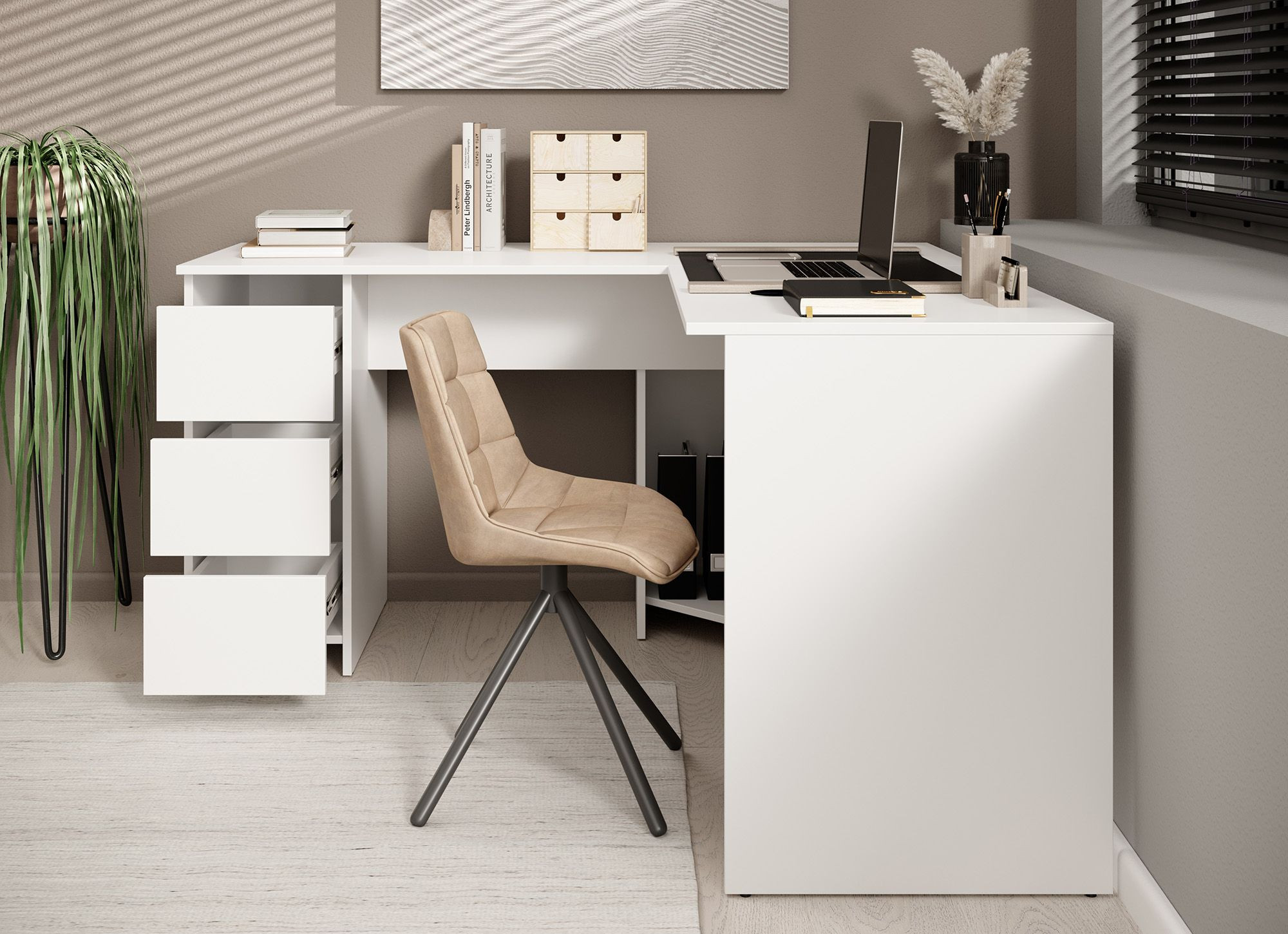 Bureau Fuenta Wit 142 cm Meubella