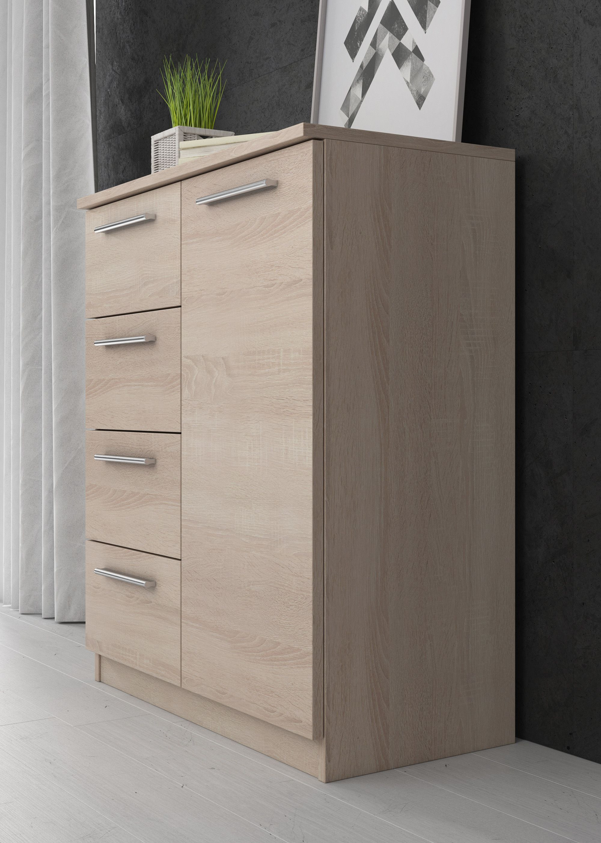 Boven hoofd en schouder Atlas Westers Commode Salerno - Licht eiken - 79 cm | Meubella