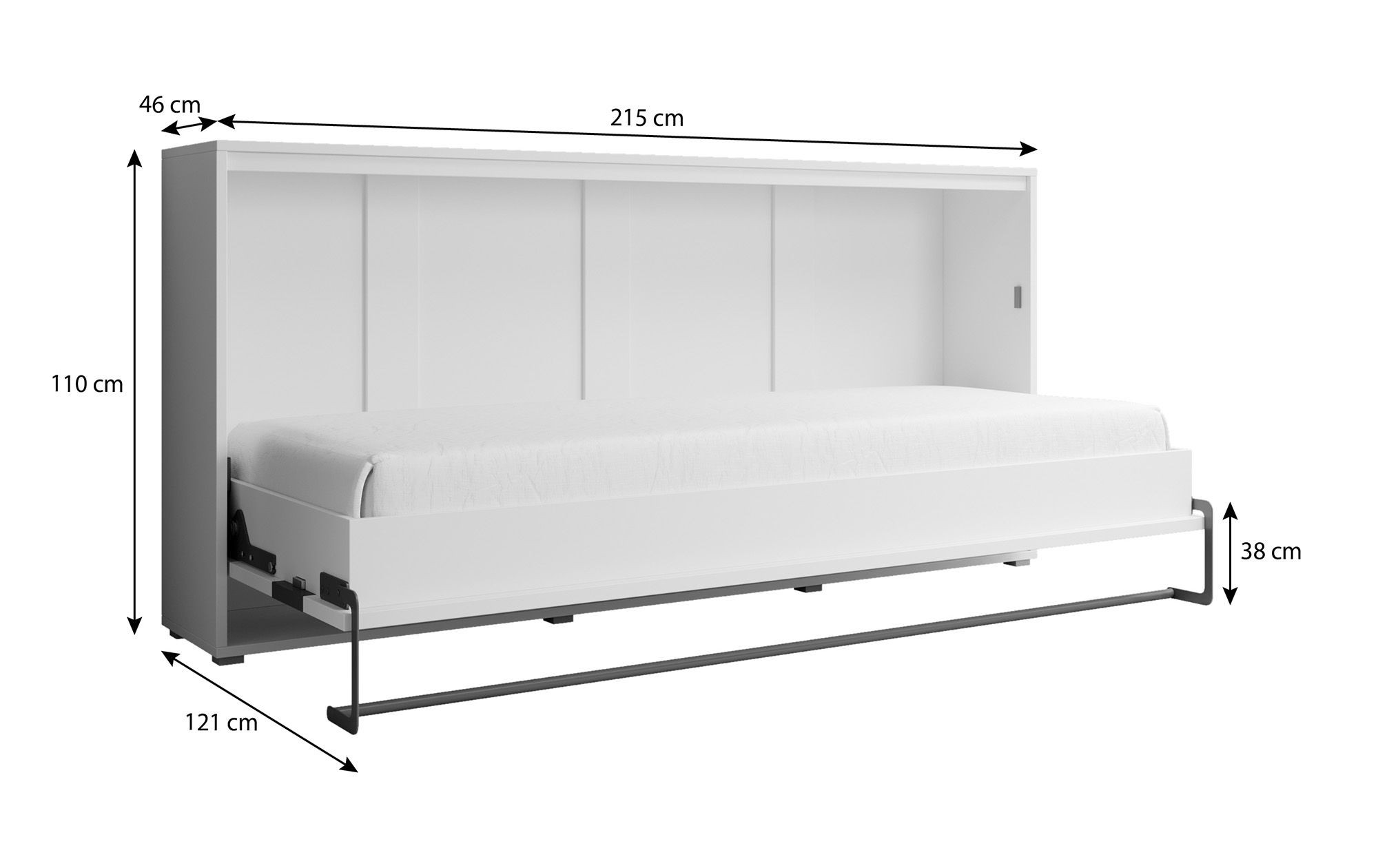 lexicon Verplaatsbaar Vroegst Eenpersoons opklapbed Hailey - Wit - 90x200 cm - Horizontaal | Meubella