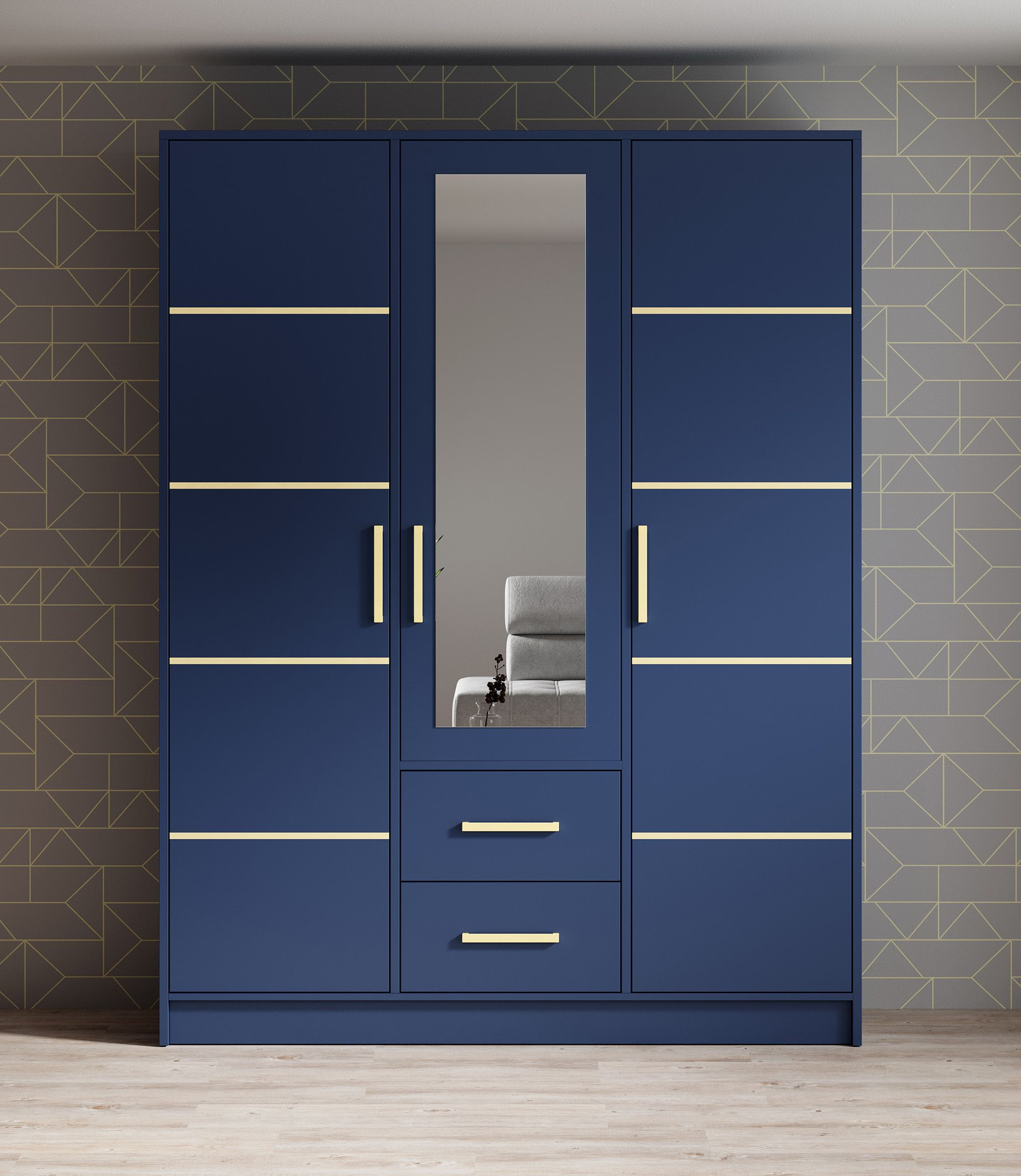 Kledingkast Blur - Blauw - 153 cm - ACTIE |