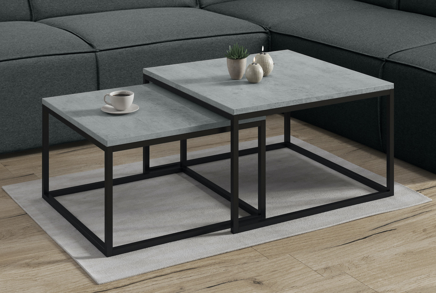 Salontafel Styler - Betonlook - set 2 | Meubella