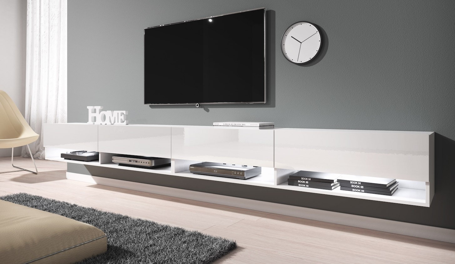 zeven Strak Classificeren TV-Meubel Asino LED - Wit - 280 cm - ACTIE | Meubella