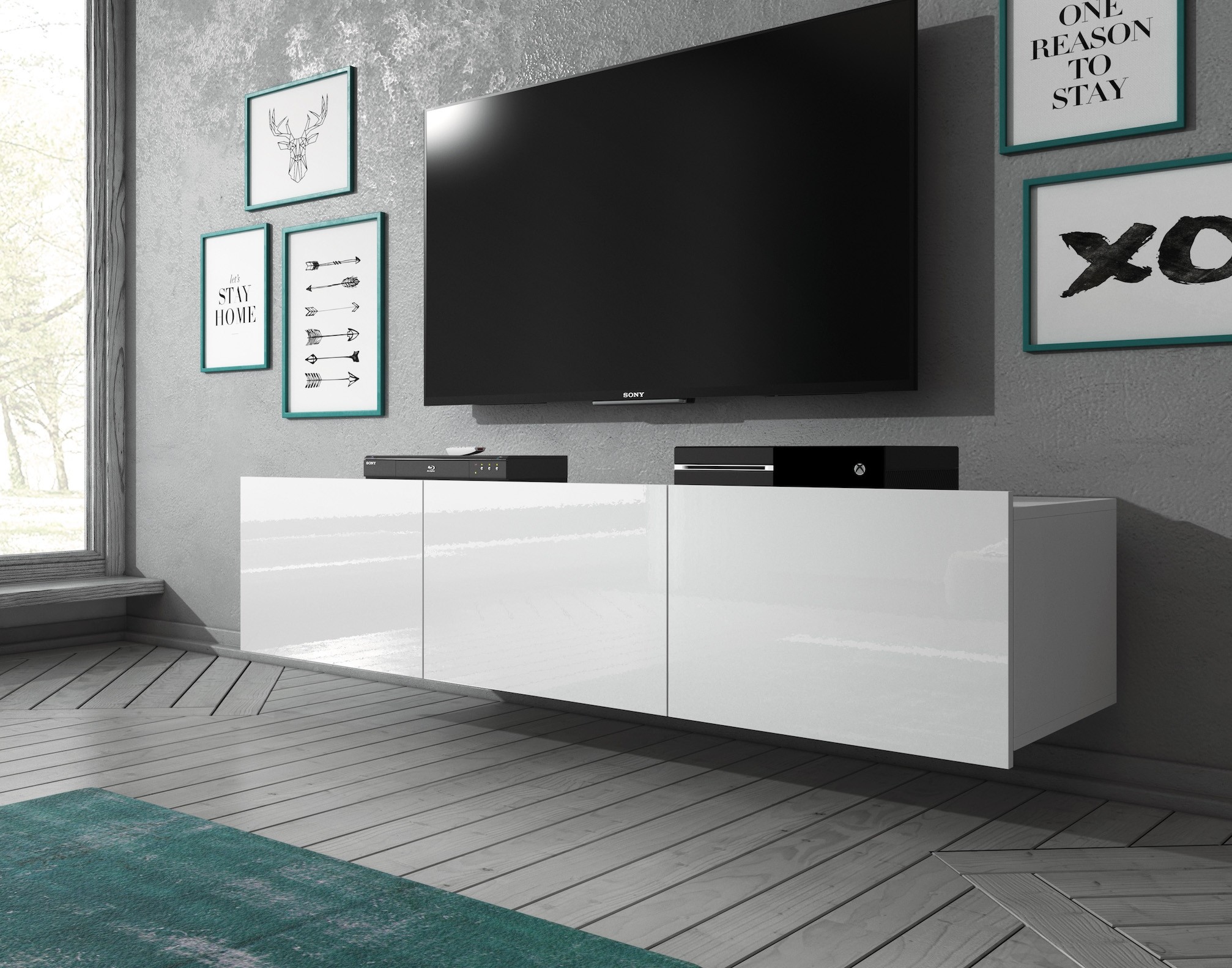 TV-Meubel Calgary - - 150 cm - Hangend of staand | Meubella