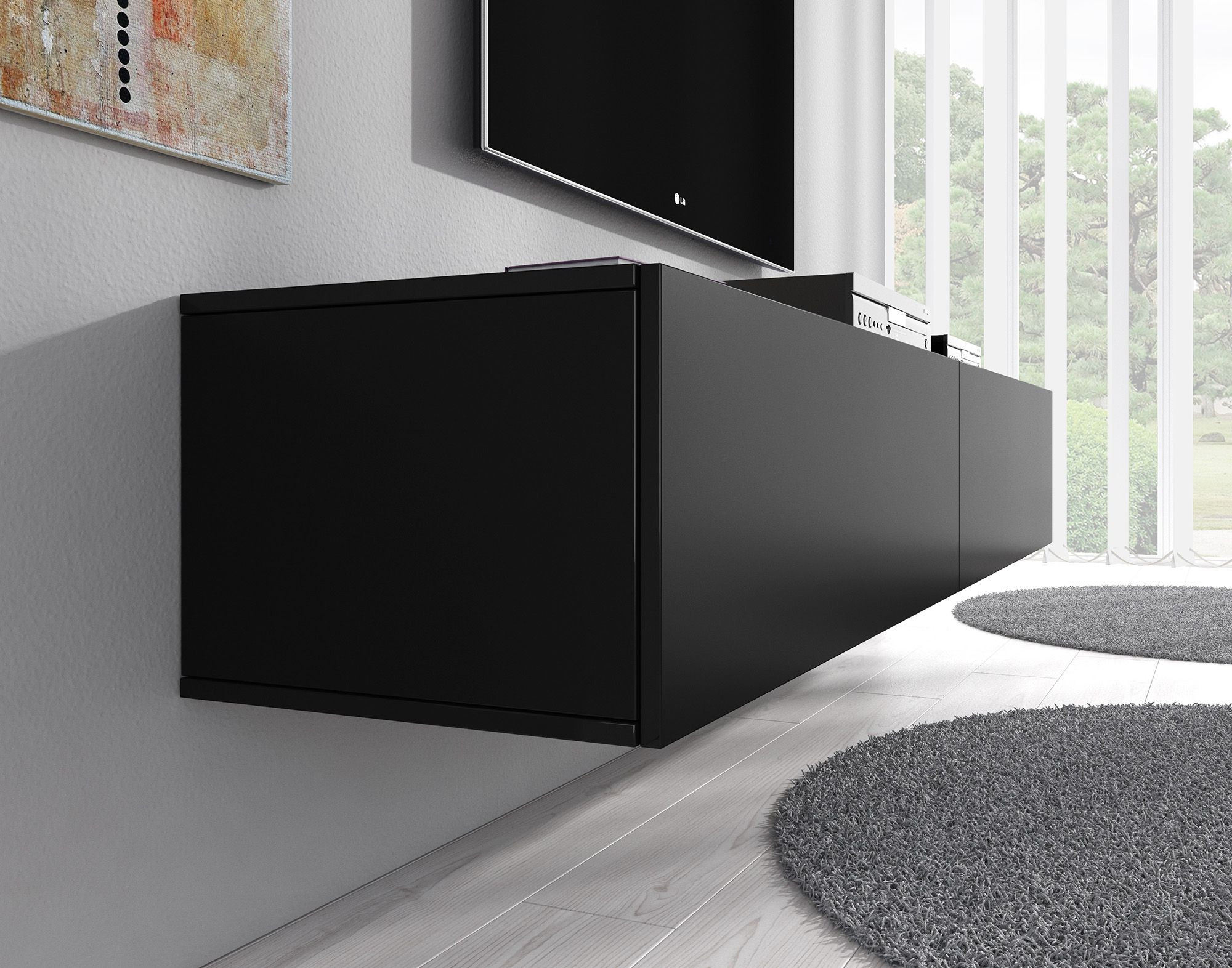 Koloniaal Zachte voeten systeem TV-Meubel Dario - Zwart Mat - 180 cm - TV-meubels - Kasten en vitrinekasten  - Woonkamer | Meubella