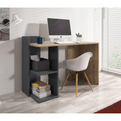 Bureau Pierre - Eiken - Antraciet - 120 cm