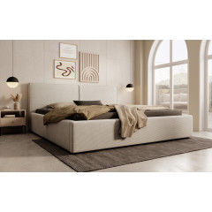 Tweepersoonsbed Infinity - Beige ribstof - 180x200 cm