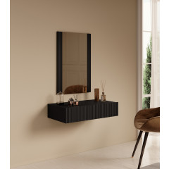 Kaptafel Palamos - Mat zwart - 80 cm - Met spiegel