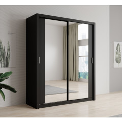 Kledingkast Blake - Mat zwart - 180 cm - Met spiegel