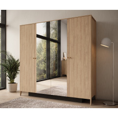 Kledingkast Cody - Eiken - 220 cm - Met spiegel - ACTIE