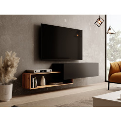 TV-Meubel Valdix - Mat zwart - Eiken - 210 cm