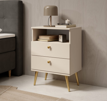 Nachtkastje Hidde - Beige - 50 cm