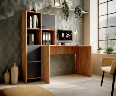 Bureau Hyatt - Eiken - Antraciet - 156 cm