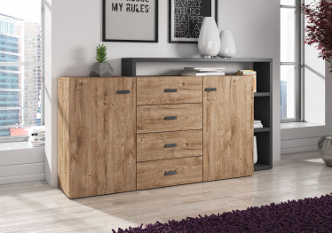 Dressoir Bello - Eiken - Antraciet - 180 cm