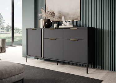 Dressoir Loren - Antraciet - 153 cm - 2 lades