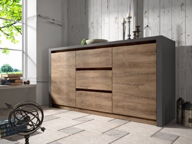 Dressoir Monaco - Eiken - Grijs - 140 cm