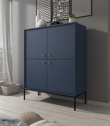 Dressoir Moreno - Blauw - 104 cm - Hoog