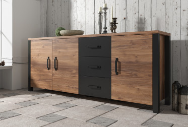 Dressoir Olivia - Zwart - Eiken - 192 cm