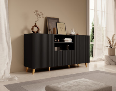 Dressoir Palamos - Mat zwart - 150 cm