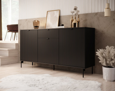 Dressoir Silvona - Zwart - 163 cm