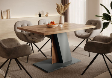 Eetkamertafel Brand - Eiken - Grijs - 138 cm