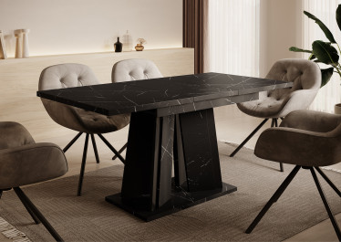 Eetkamertafel Delilah - Zwart marmerlook - 160 cm - Uitschuifbaar