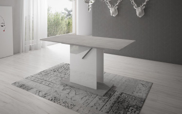 Eetkamertafel Trend - Betonlook - Wit - 140 cm - Uitschuifbaar - ACTIE
