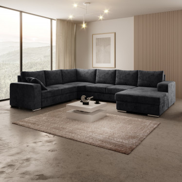 Hoekbank Adel - Zwart - Velvet - Rechts