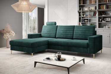 Hoekbank Curtis - Groen - Velvet - Links - ACTIE