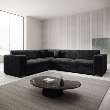 Hoekbank Santana - Zwart - Velvet - Links