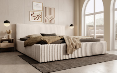Tweepersoonsbed Infinity - Beige - Fluffy ribstof - 180x200 cm