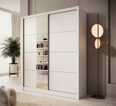 Kledingkast Azul - Wit - 180 cm - Met spiegel