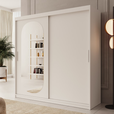 Kledingkast Bodhi - Wit - 200 cm - Met spiegel