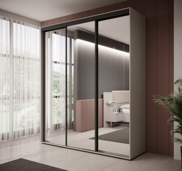 Kledingkast Delos 2 - Beige - 200 cm - Met spiegel - ACTIE