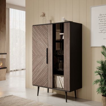 Vitrinekast Pedro - Donker eiken - Zwart eiken - 90 cm