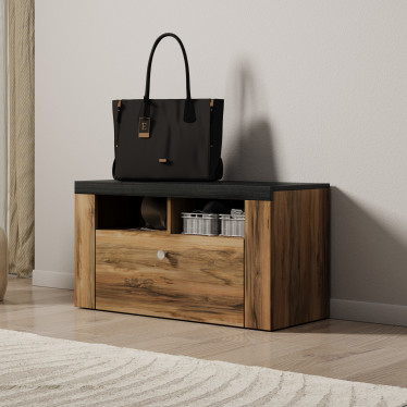 Schoenenkast Linford - Donker eiken - 84 cm