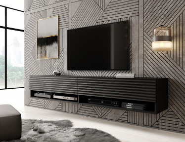TV-Meubel Asino - Wave - Mat zwart  - 180 cm