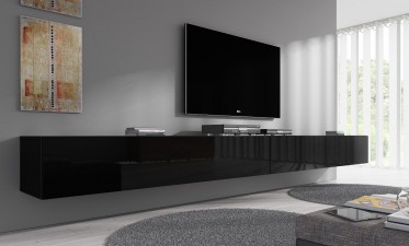 TV-Meubel Flame - Zwart - 320 cm