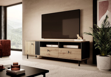 TV-Meubel Marcos - Eiken - Antraciet - 165 cm