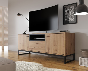 TV-Meubel Ozzy - Eiken - Zwart - 135 cm