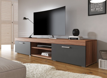 TV-Meubel Slim - Grijs - Eiken - 200 cm