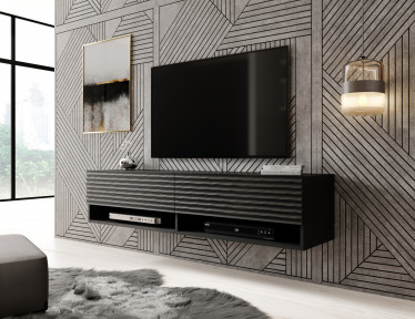 TV-Meubel Asino - Wave - Mat zwart - 140 cm