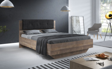 Tweepersoonsbed Acasia - Grijs - Eiken - 180x200 cm