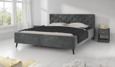 Tweepersoonsbed Benedict - Grijs - Velvet - 180x200 cm - ACTIE