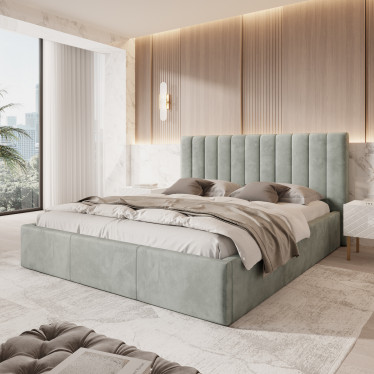 Tweepersoonsbed Chief - Grijs - Velvet - 180x200 cm