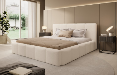 Tweepersoonsbed Excalibur - Beige teddystof - 180x200 cm