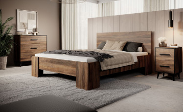 Tweepersoonsbed Frey - Donker eiken - 160x200 cm