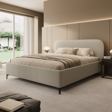 Tweepersoonsbed Helsink - Grijs - Teddystof - 180x200 cm