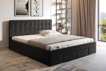 Tweepersoonsbed Milo - Zwart - 180x200 cm - ACTIE